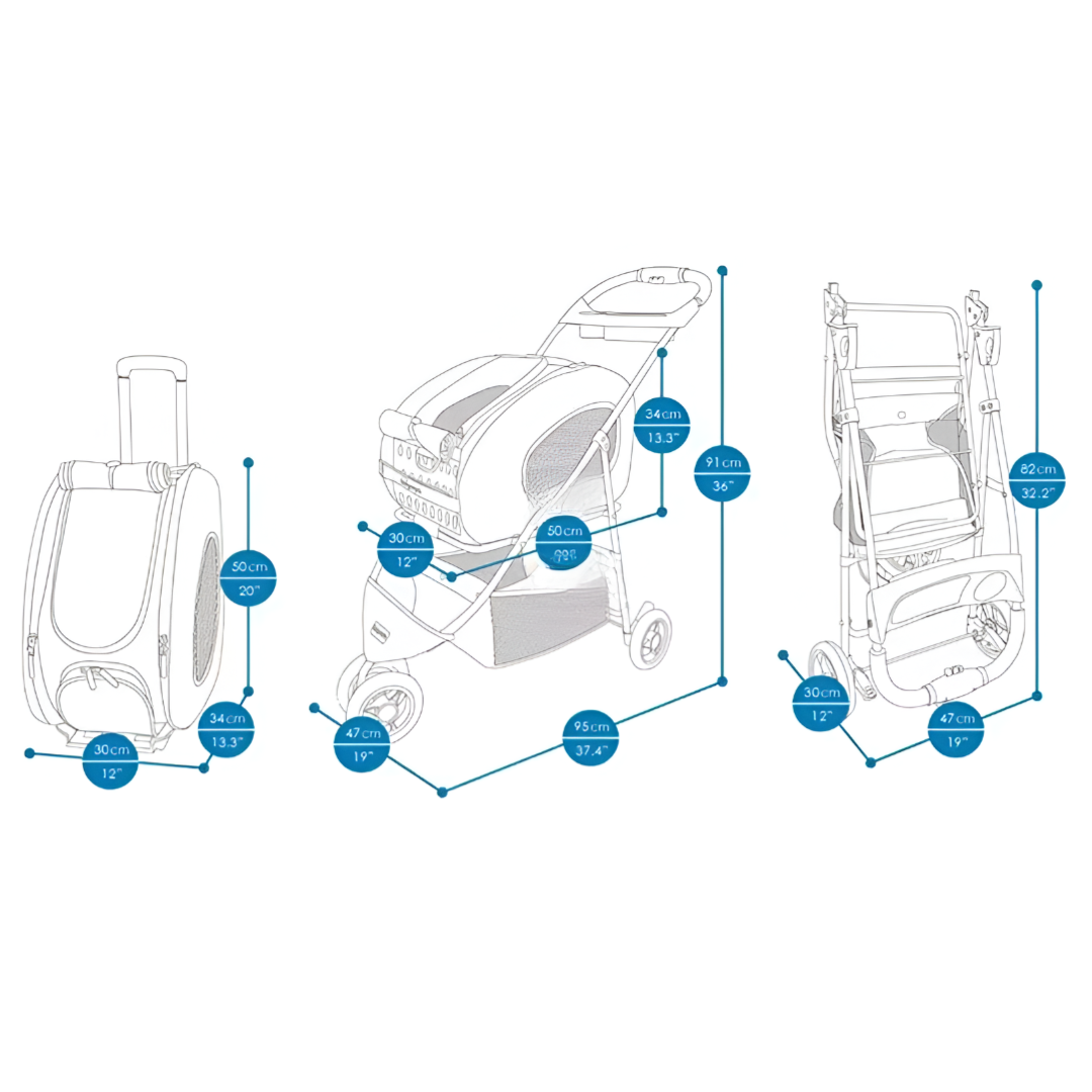 PawPorta 4-in-1 Foldable Pet Stroller – The Stylish Ride for Pets on the Go